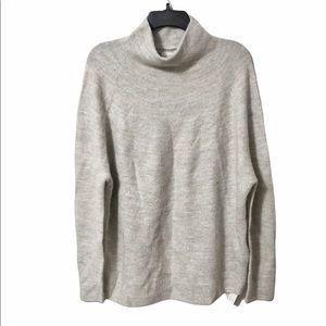 NWT Poetry High/Mock Neck Baby Alpaca Knit Sweater Ecru Grey